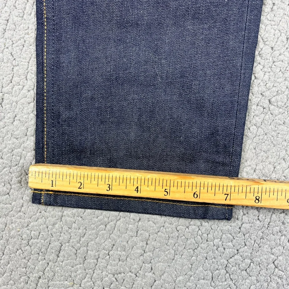 Gustin Mens Raw Selvedge Denim Jeans Indigo Blue Button Fly Straight Leg Size 30